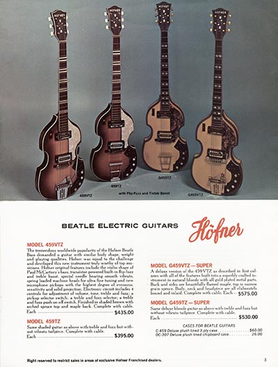 1967 Hofner Fine Professional Guitars And Electric Basses catalog page 5