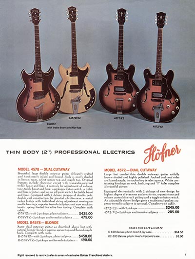 1967 Hofner Fine Professional Guitars And Electric Basses catalog page 7