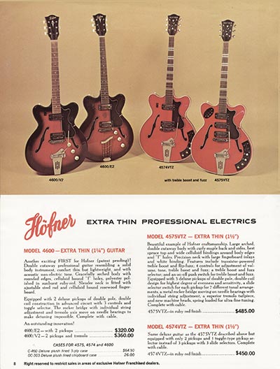 1967 Hofner Fine Professional Guitars And Electric Basses catalog page 8