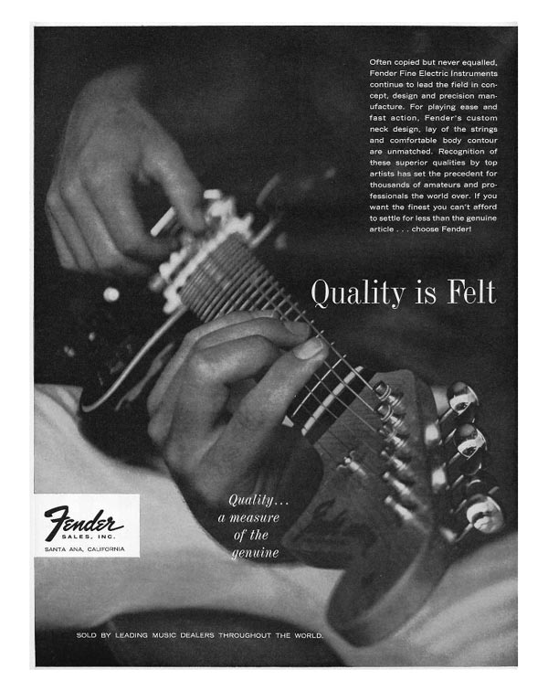 Fender advertisement (1963) Quality is felt