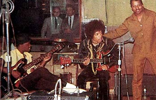 Jimi Hendrix, Ed Gregory, and Curtis Knight at Studio 76