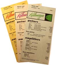 Kalamazoo price lists, 1966 and 1967