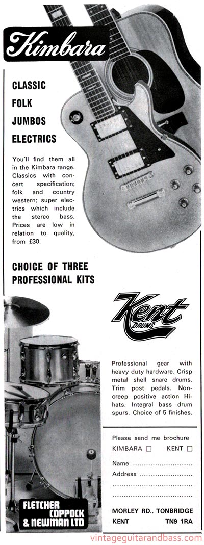 Fletcher, Coppock and Newman advertisement (1976) Kimbara - Classic Folk Jumbos Electrics