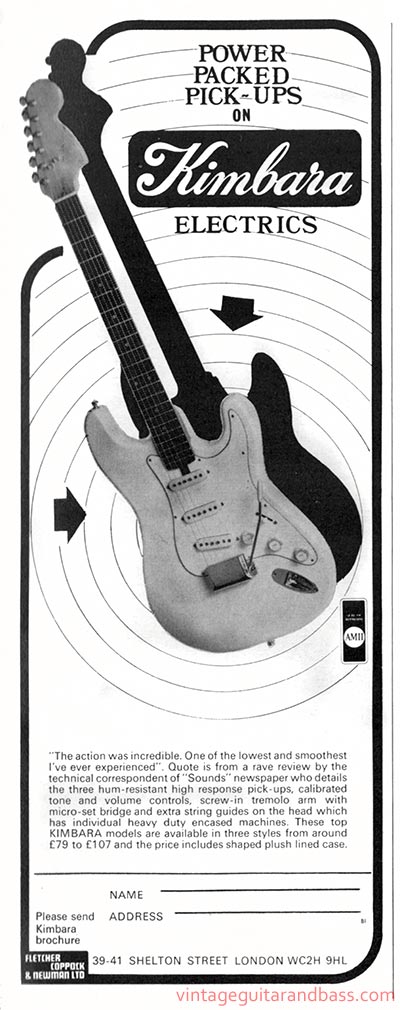 Fletcher, Coppock and Newman advertisement (1975) Power Packed Pick-Ups on Kimbara Electrics