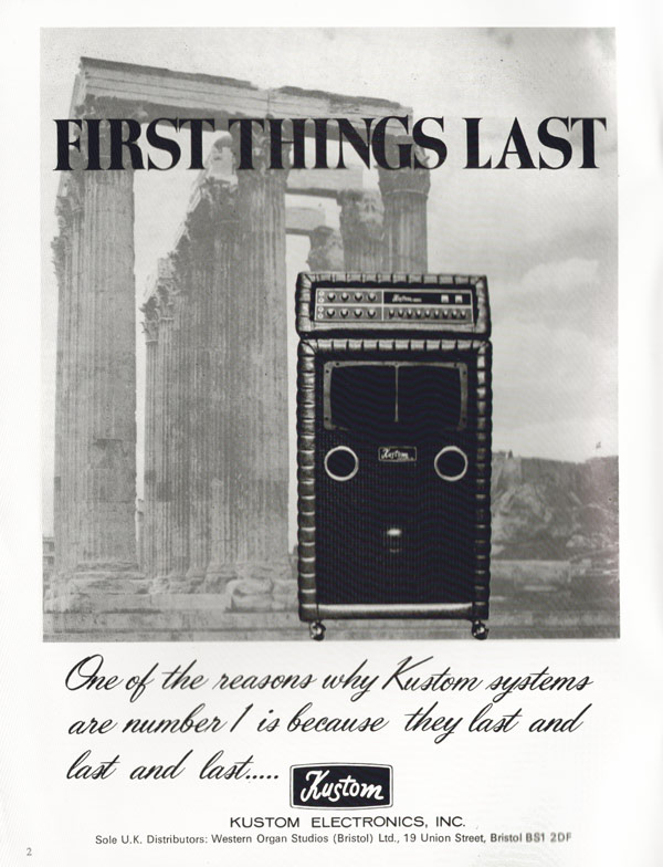 Kustom advertisement (1973) First Things Last
