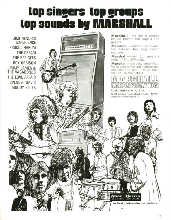 Marshall advertisement (1968) Top Singers - Top Groups Top Sounds By Marshall