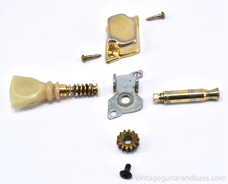 The tuning key disassembled to show its constituent parts