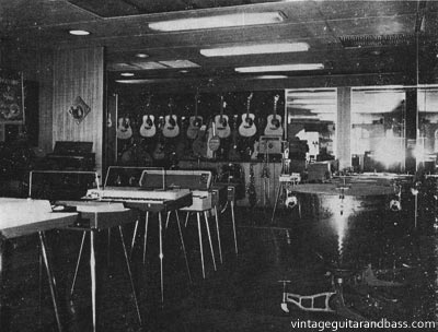 The Rose-Morris store in (probably) mid 1971, with mostly acoustic guitars on display