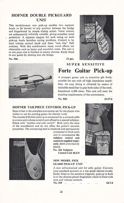 1960 Selmer guitar and bass catalogue page 28