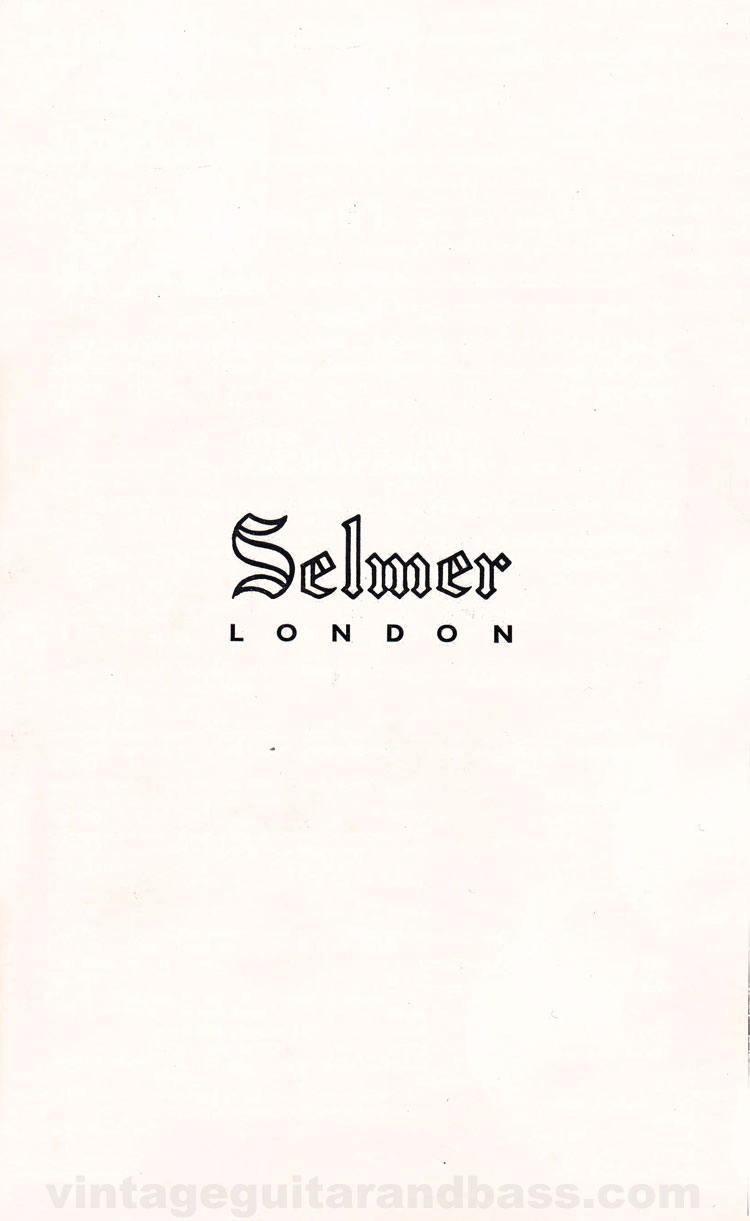 1960 Selmer Hofner guitar catalog page 31 - back cover