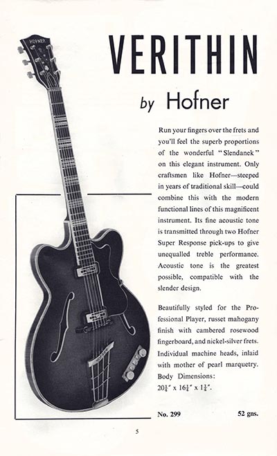 1960 Selmer guitar and bass catalogue page 5