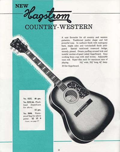 1964 Selmer guitar and bass catalog page 22 - Hagstrom H45 Country-Western