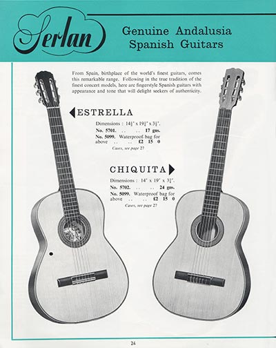 1964 Selmer guitar and bass catalog page 24 - Serlan Estrella and Chiquita