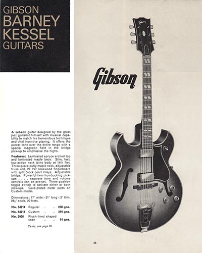 1965/66 Selmer "Guitars and Accessories" catalog page 28 - Gibson Barney Kessel