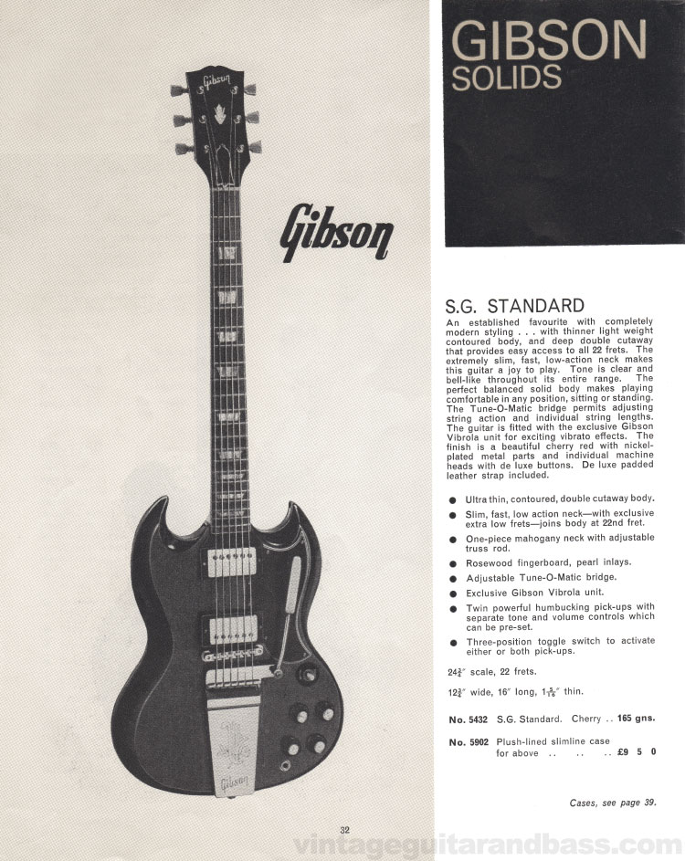 1965/66 Selmer "Guitars and Accessories" catalog, page 32: Gibson SG Standard