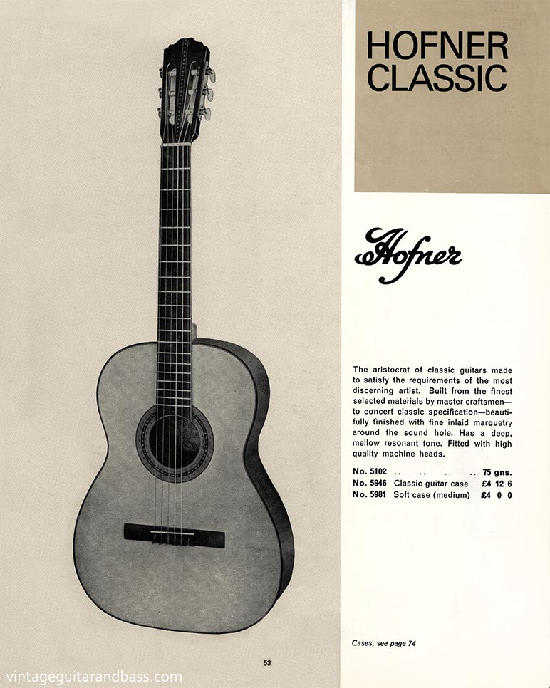 1968 Selmer "Guitars and Accessories" catalog, page 53: Classic Acoustic