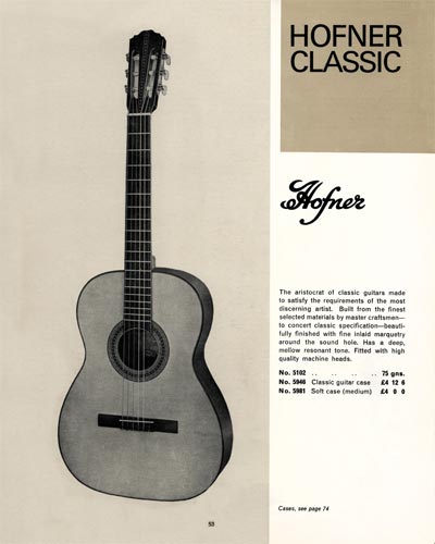 1968 Selmer "Guitars and Accessories" catalog page 53 - Hofner Classic acoustic