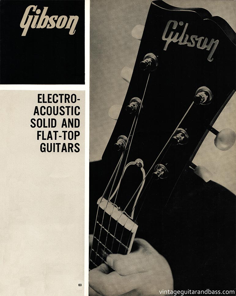 1968 Selmer "Guitars and Accessories" catalog, page 63: Gibson electro-acoustic, solid and flat-top guitars