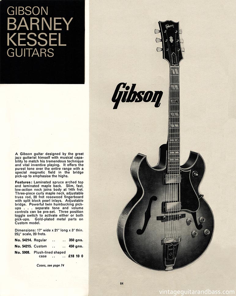 1968 Selmer "Guitars and Accessories" catalog, page 64: Gibson Barney Kessel
