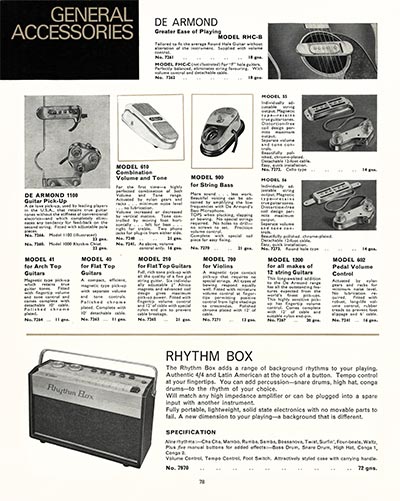 1968 Selmer "Guitars and Accessories" catalog page 78 - De Armond pickups