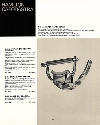 1968 Selmer "Guitars and Accessories" catalog page 80 - Hamilton Capodastra