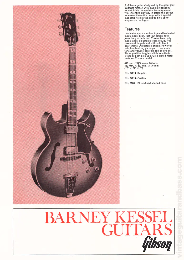 1971 Selmer "Guitars & Accessories" catalog page 2: Gibson Barney Kessel