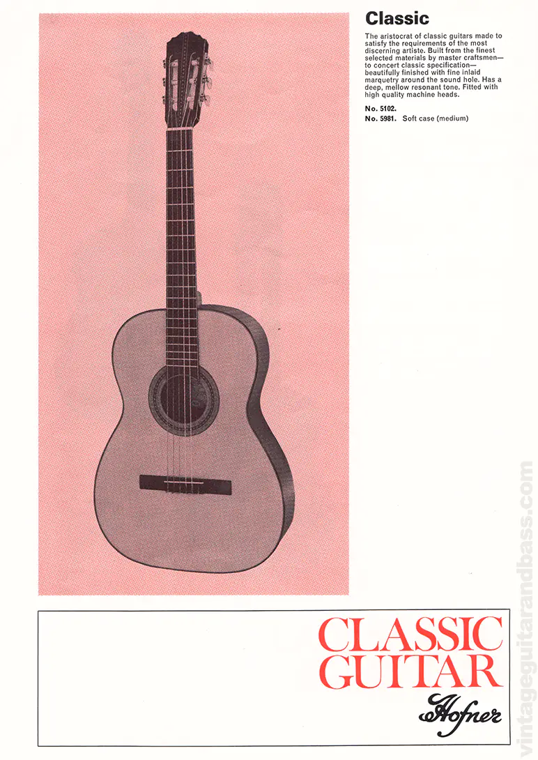1971 Selmer "Guitars & Accessories" catalog page 36: Hofner Classic acoustic