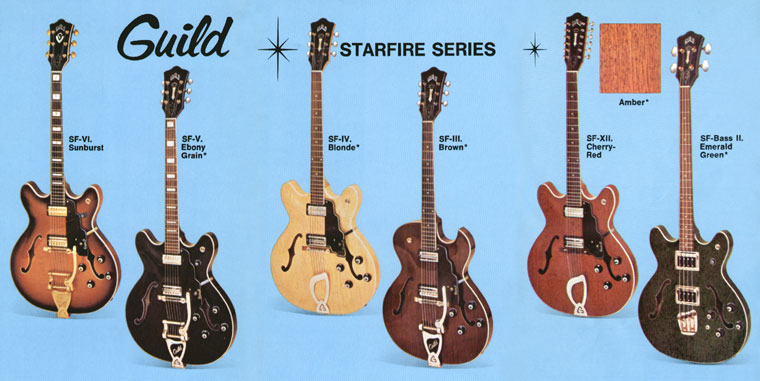 Guild Starfire guitars; SF-III, SF-IV, SF-V, SF-VI, SF-XII and SF bass