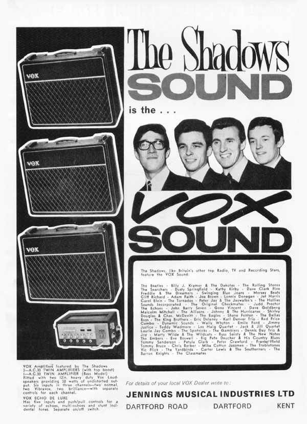 Vox advertisement (1964) The Shadows Sound is the Vox Sound