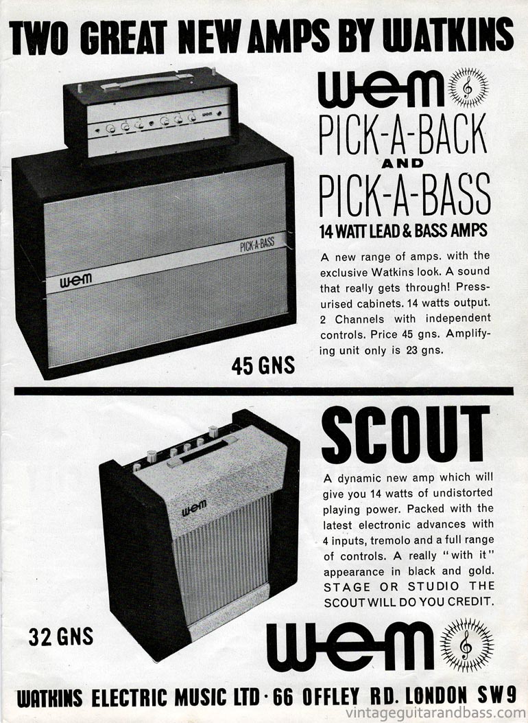 WEM advertisement (1963) Two Great New Amps By Watkins
