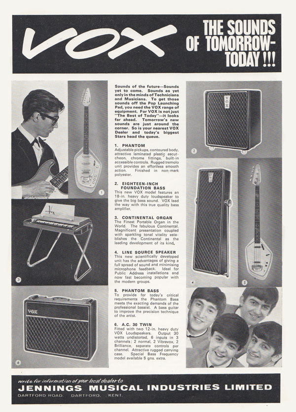 Vox advertisement (1964) The Sounds of Tomorrow Today