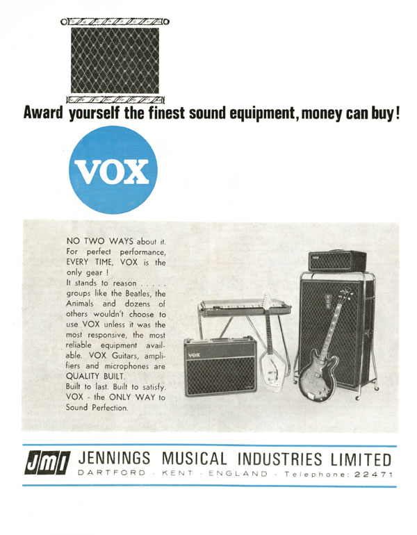 Vox advertisement (1965) Award yourself the finest sound equipment, money can buy!