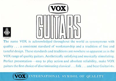 1967 Vox Guitars catalog page 2