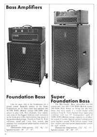 1970 Vox guitar catalog page 17 - Vox Foundation and Super Foundation Bass Amps