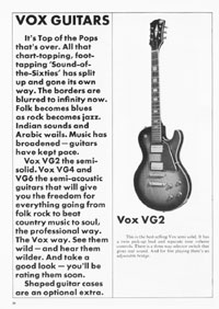 1970 Vox guitar catalog page 21 - Vox VG2 electric guitar