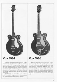 1970 Vox guitar catalog page 22 - VOX | CATALOGS | 1970 | PAGE 22
Vox VG4 and VG6 guitars