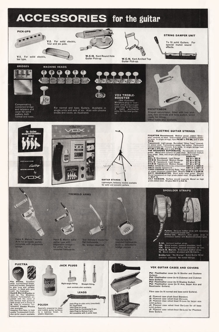 1964 Vox guitar catalog page 6 - Vox guitar parts and accessories