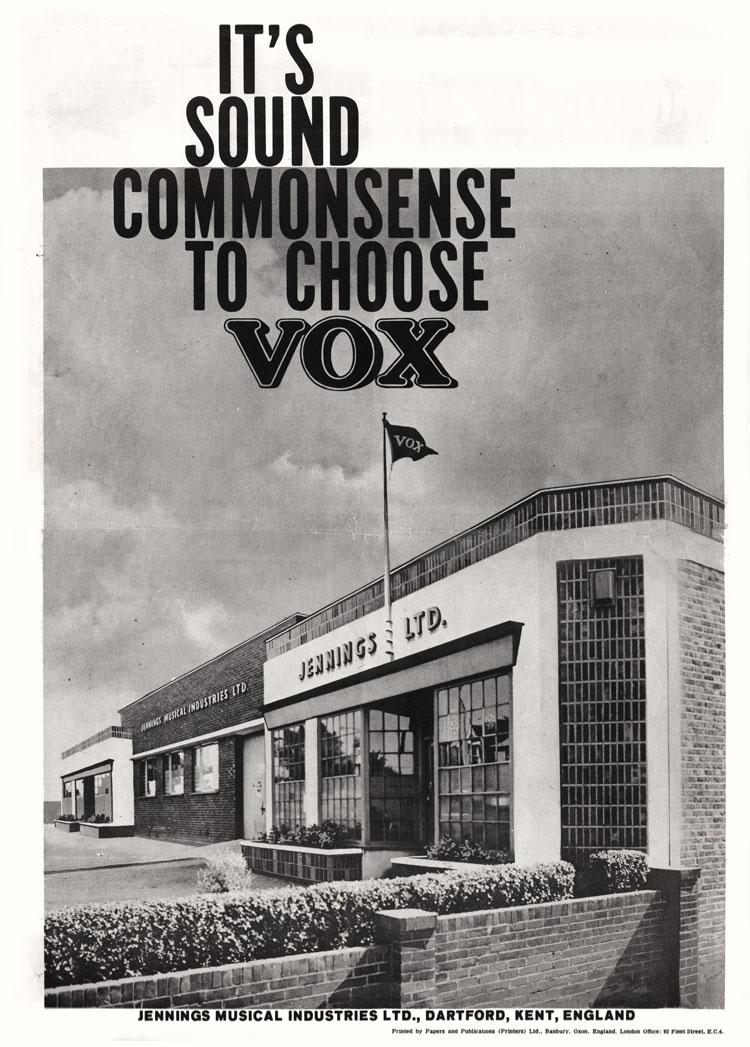 1964 Vox guitar catalog back cover