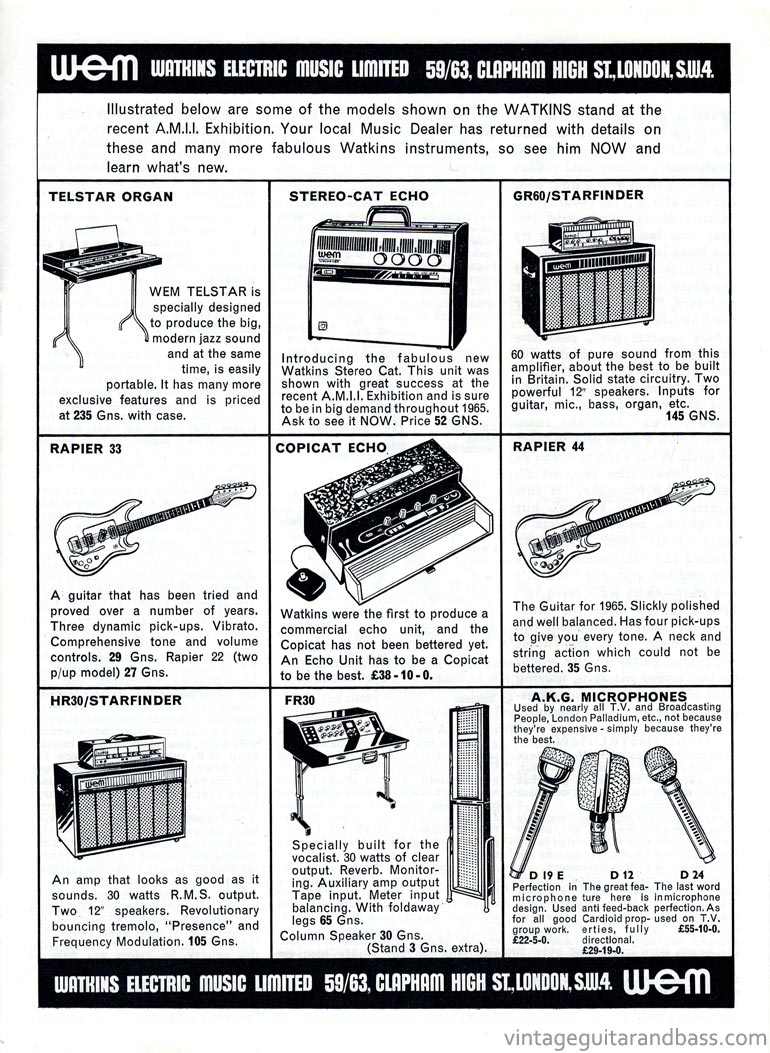WEM advertisement (1964) Watkins Electric Music Limited